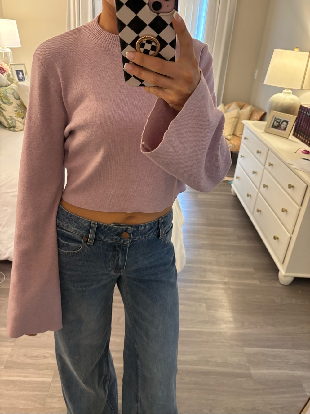 💜 O.Vianca Mauve Cropped Sweater with Bell Sleeves 💜